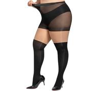 WiliW Mock Supender Plus Size Tights for Women Black Thigh High Pantyhose Stocking