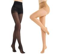 WiliW Rip Resistant Tights for Women Control Top | Tummy Control,Indestructible Sheer, Support 10D, High Waist,2 Pairs