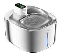 WILKIEE Cat Water Fountain Wireless 138oz/4.1L Stainless Steel Cat Fountain, Battery Operated Pet Fountain for Cats & Dogs Indoor