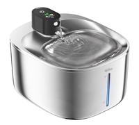 WILKIEE Stainless Steel Cat Water Fountain, 138oz/4.1L Wireless Cat Fountain, Battery Operated Pet Fountain for Cats & Dogs Indoor
