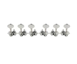 Wilkinson 3R3L Vintage Open Guitar Tuners Machine Heads Tuning Pegs Keys Set for Acoustic Guitar, Butter Bean Button Chrome
