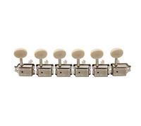 Wilkinson Deluxe Guitar Tuners 6 inline Tuners Set Nickel with Off White | Split Shaft, Vintage Machine Heads Tuning Pegs Keys, for Classic Vibe Fender Strat/Tele Style Electric Guitar