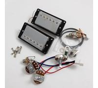 Wilkinson Humbucker Pickups Set for Gibson LP Style Electric Guitar - 4-Conductor Wiring, Ceramic Magnet, High Output,with Full Harness Kit Guitar Accessoires (Chrome 2V1T Full Harness Kit)