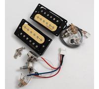 Wilkinson Humbucker Pickups Set for Gibson LP Style Electric Guitar - 4-Conductor Wiring, Ceramic Magnet, High Output,with Full Harness Kit Guitar Accessoires (Zebra 1V1T Full Harness Kit)