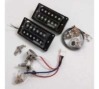 Wilkinson Humbucker Pickups Set for Gibson LP Style Electric Guitar - 4-Conductor Wiring, Ceramic Magnet, High Output,with Full Harness Kit Guitar Accessoires (Black 1V1T Full Harness Kit)