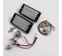 Wilkinson Humbucker Pickups Set for Gibson LP Style Electric Guitar - 4-Conductor Wiring, Ceramic Magnet, High Output,with Full Harness Kit Guitar Accessoires (Chrome 1V1T Full Harness Kit)