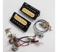 Wilkinson Humbucker Pickups Set for Gibson LP Style Electric Guitar - 4-Conductor Wiring, Ceramic Magnet, High Output,with Full Harness Kit Guitar Accessoires (Zebra 2V1T Full Harness Kit)