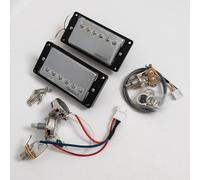 Wilkinson Humbucker Pickups Set for Gibson LP Style Electric Guitar - 4-Conductor Wiring, Ceramic Magnet, High Output,with Full Harness Kit Guitar Accessoires (Chrome 1V1T Full Harness Kit)