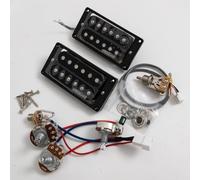 Wilkinson Humbucker Pickups Set for Gibson LP Style Electric Guitar - 4-Conductor Wiring, Ceramic Magnet, High Output,with Full Harness Kit Guitar Accessoires (Black 2V1T Full Harness Kit)