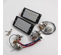 Wilkinson Humbucker Pickups Set for Gibson LP Style Electric Guitar - 4-Conductor Wiring, Ceramic Magnet, High Output,with Full Harness Kit Guitar Accessoires (Chrome 2V2T Full Harness Kit)