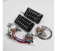 Wilkinson Humbucker Pickups Set for Gibson LP Style Electric Guitar - 4-Conductor Wiring, Ceramic Magnet, High Output,with Full Harness Kit Guitar Accessoires (Black 2V2T Full Harness Kit)