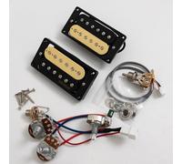 Wilkinson Humbucker Pickups Set for Gibson LP Style Electric Guitar - 4-Conductor Wiring, Ceramic Magnet, High Output,with Full Harness Kit Guitar Accessoires (Zebra 2V1T Full Harness Kit)