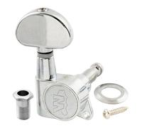 Wilkinson Single 19:1 Ratio E-Z-LOK Full Sealed Machine Head Bass Side Tuner Tuning Peg Key with Half Moon Button for Acoustic Electric Guitar, Chrome