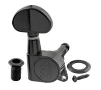 Wilkinson Single 19:1 Ratio E-Z-LOK Full Sealed Machine Head Bass Side Tuner Tuning Peg Key with Half Moon Button for Acoustic Electric Guitar, Black