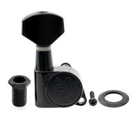 Wilkinson Single 19:1 Ratio E-Z-LOK Full Sealed Machine Head Bass Side Tuner Tuning Peg Key with Hex Button for Strat Tele Style Electric Guitar, Black
