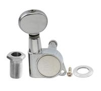 Wilkinson Single 19:1 Ratio E-Z-LOK Full Sealed Machine Head Bass Side Tuner Tuning Peg Key with Vintage Oval Button for Strat Tele Style Electric Guitar, Chrome