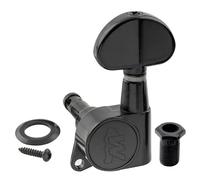 Wilkinson Single 19:1 Ratio E-Z-LOK Full Sealed Machine Head Treble Side Tuner Tuning Peg Key with Half Moon Button for Acoustic Electric Guitar, Black