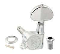 Wilkinson Single 19:1 Ratio E-Z-LOK Full Sealed Machine Head Treble Side Tuner Tuning Peg Key with Half Moon Button for Acoustic Electric Guitar, Chrome