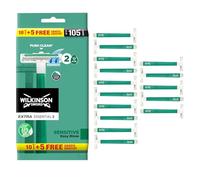 Wilkinson Sword Extra 2 Sensitive Disposable Razor 2 Blade Slim Head Non Slip Grip 15 Count White Unisex Men's Classic Manual Shaving Razor