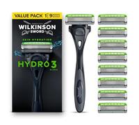 Wilkinson Sword Hydro 3 Men’s Razor Handle, Blade Refills, 9 Pack