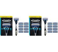 Wilkinson Sword Hydro 5 Men’s Razor, Great Addition to Wash Bags for Men's Grooming, Great Shavers for Routine Shaving, 1 Reusable Handle plus 9 Blades Refills Pack (Pack of 2)