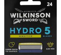 WILKINSON SWORD - Hydro 5 Skin Protection Sensitive Razor For Men | Hyderating Gel & Precision Trimmer | Pack of 24 Razor Blade Refills