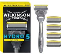 WILKINSON SWORD - Hydro 5 Ultimate Razor for Men Shock Absorb Technology Hydrating Gel & Precision Trimmer Razor Plus 4 Blades Refills Pack