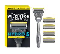 WILKINSON SWORD - Hydro 5 Ultimate Razor for Men Shock Absorb Technology Hydrating Gel & Precision Trimmer Razor Plus 4 Blades Refills Pack