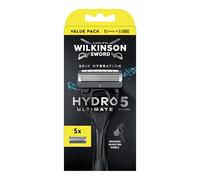 Wilkinson Sword Hydro 5 Ultimate Razors for Men, Value Pack, Hyaluronic Acid, Carbon Coated Blades, Men's Shaver Razor Handle Plus 5 Blade Refills