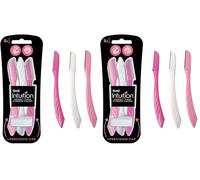 Wilkinson Sword Intuition Eyebrow Shaper for Women, Pack of 6 Disposable Razors, Exfoliating Dermaplaning Tool, Facial Hair Remover & Trimmer