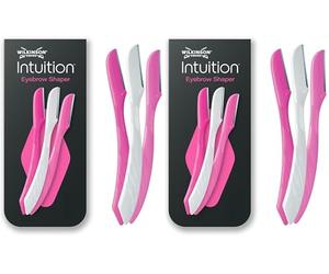 Wilkinson Sword Intuition Eyebrow Shaper for Women, Pack of 6 Disposable Razors, Exfoliating Dermaplaning Tool, Facial Hair Remover & Trimmer