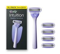 Wilkinson Sword Intuition Quattro Sensitive Skin Razors for Women, Starter Pack, Women’s Razor Handle Plus 5 Blade Refills