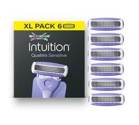 Wilkinson Sword Intuition Quattro Sensitive Skin Razors for Women, XL Pack, 6 Women’s Razor Blade Refills