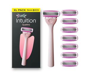 Wilkinson Sword Intuition Quattro Women’s Razor, 8 Refills, XL Pack