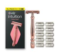 Wilkinson Sword Intuition Rose Gold Safety Razor for Women, Premium Metal Handle, 1 Women’s Razor Handle and 10 Blade Refills