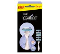 Wilkinson Sword Intuition Sensitive Touch Razor - Pack with 1 razor + 5 charging heads - Convenience size trilama razor for women