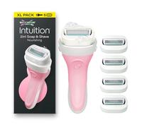 Wilkinson Sword Intuition Soap & Shave Nourishing Women's Razor, 5 Refills | 2in1, 4 Blade Shaving Razors for Women with Built-In Vegan Soap and Shea Butter, Just Add Water, No Shave Gel Needed, XL Pack