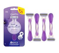 WILKINSON SWORD - My Intuition Quattro for Women| Smooth Violet Blooms | Pack of 3 + 1 Extra Disposable Razors