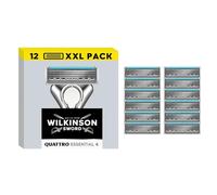 Wilkinson Sword Quattro Essential Men's Razor Refills, Great Addition to Wash Bags for Men's Grooming, Great Shavers for Routine Shaving, 12 Refill Razor Blades Pack
