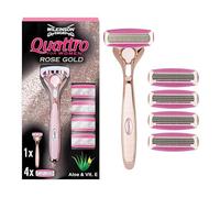 WILKINSON SWORD - Quattro For Women | Premium Metal Rose Gold | Razor Handle + 4 Blade Refills