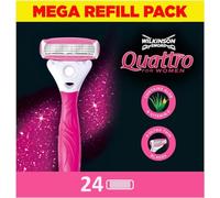 WILKINSON SWORD - Quattro For Women | Smooth Glide | Pack of 24 Razor Blade Refills