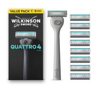 Wilkinson Sword Quattro Razors for Men, Value Pack, Diamond Coated 4 Blades, Men's Shaver Razor Handle Plus 9 Blade Refills