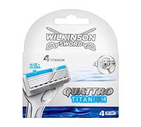 Wilkinson Sword Quattro Razors Blade for Men, Men's Shaver Refill Pack, Diamond Coated 4 Blades, 4 Razor Refills