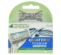 Wilkinson Sword Quattro Titanium Sensitive Razor Blades for Men Razors, Pack of 4