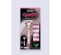WILKINSON SWORD - Quattro For Women | Premium Metal Rose Gold | Razor Handle + 4 Blade Refills