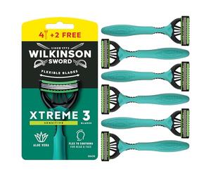 Wilkinson Sword Xtreme 3 For Men Sensitive Comfort Disposable Razors x 4 + 2 Free