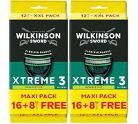 WILKINSON SWORD - Xtreme 3 For Men Sensitive Disposable Razors Flexible Blades, Pack of 4 x 12 Razors