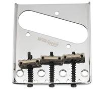 Wilkinson WOT01T 54mm Telecaster Bridge Threaded 3-Saddles for Tele TL Style Electric Guitar, Chrome