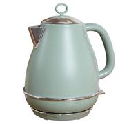 wilko 1.7L Verde Electric Kettle, Sage, Stainless Steel, 360-degree Easy-Fit Base, STRIX-Controlled Safety and Boil-Dry Protection Function, Water Level Window, 240V