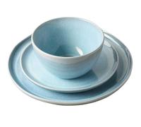 wilko 12 Piece Laguna Reactive Glaze Dinner Set, Blue, Reactive Glaze Finish, Stoneware, Dishwasher and Microwave Safe, Modern Dining